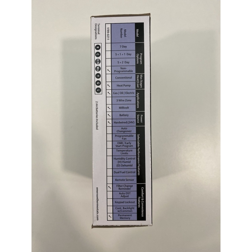 White-Rodgers 1F89-0211 Heat Pump Non-Programmable Thermostat, 2H/1C - Picture 2 of 2